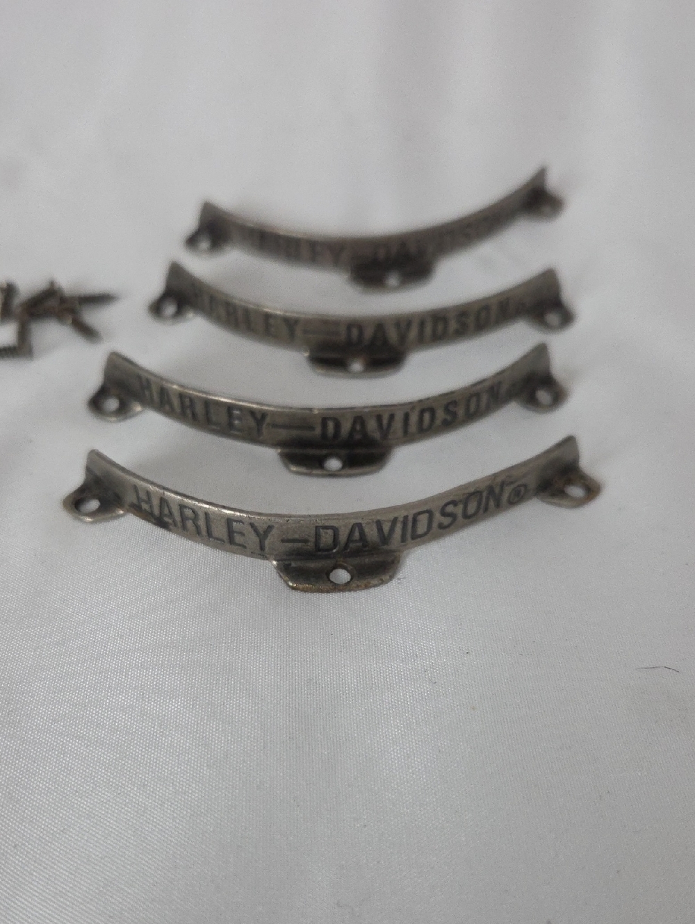 Harley-Davidson Silver Curved Metal Nameplates